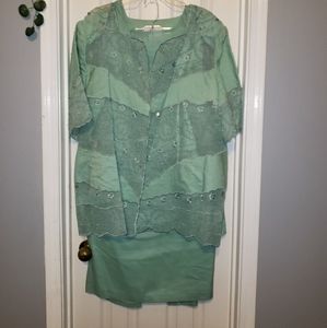 Sage linen 3 pc skirt set